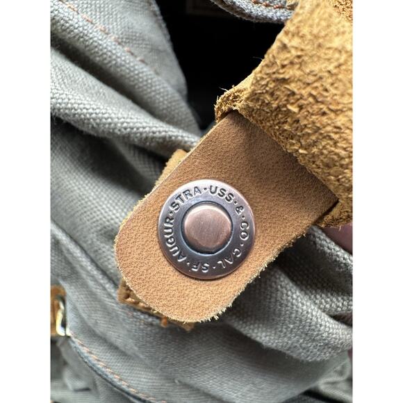 Augur Strauss Jans Canvas Leather Laptop Backpack Brown Distressed Boho Hiking - Picture 6 of 11